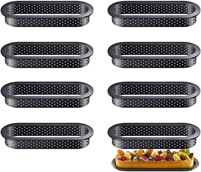 Lot De Huit Cercles À Pâtisserie En Plastique Pour Mousse Et Biscuits Perforés Pour Mini Pizza Sandwich Et Crumpets Cuisson Créative