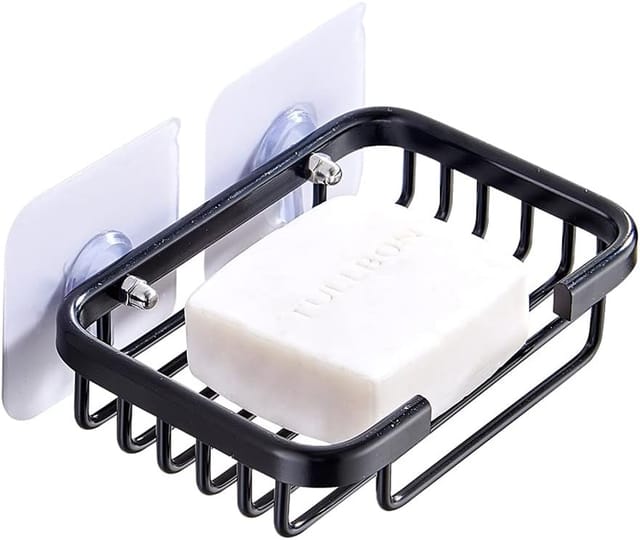 Porte Savon Adhésif Mural Noir En Aluminium Sans Perçage Pour Salle De Bain Et Cuisine Support De Savon Design Et Pratique