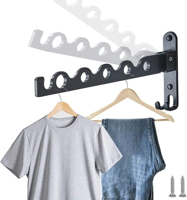 Porte Serviettes Pliant Mural Avec Vis Pour Buanderie Salle De Bain Et Chambre Support Séchant Gain De Place Pour Linge Et Vêtements
