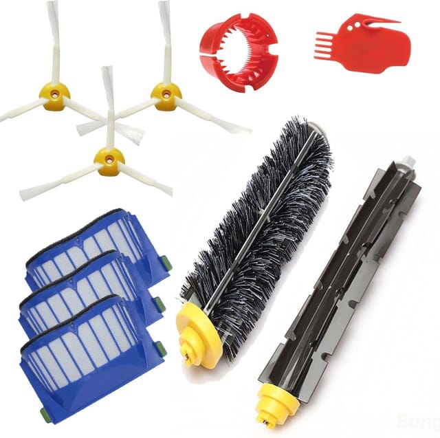 Kit Pièces Roomba Série 600 - Brosse Rotative, Filtre Aerovac Et Brosse Latérale Inclus. Compatible Modèles 595 À 695. Entretien Complet Aspirateur Robot