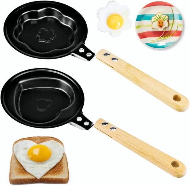 Lot De Deux Petites Poêles Anti Adhérentes En Fonte Douze Centimètres Pour Œufs Et Crêpes Avec Manche Pour Induction