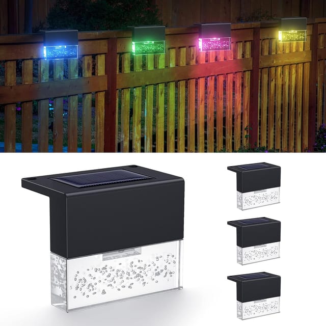 Lot De 4 Lampes Solaires Extérieures Led Avec 2 Modes, Éclairage Mural Ip65 Pour Jardin, Terrasse Et Clôture