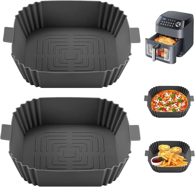 Lot De 2 Moules En Silicone Pour Friteuse À Air, Plaques De Cuisson Réutilisables Pour Four Micro-ondes Et Four