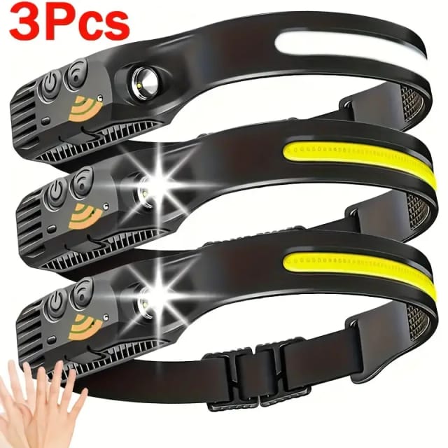 Lampe Frontale Trois Pièces Avec Capteur De Mouvement Multiple Modes Rechargeable Pour Course Camping Randonnée Et Activités Outdoor