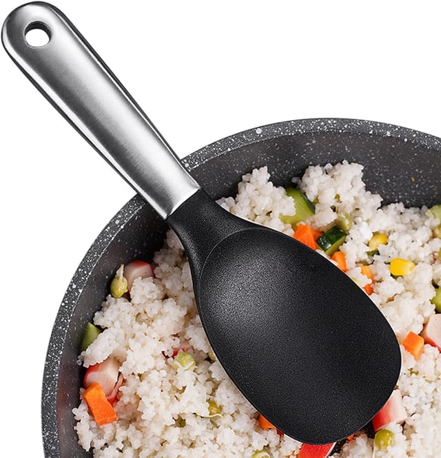 Cuillère À Riz En Silicone Avec Manche En Acier Résistante À La Chaleur Pour Servir Et Mélanger Les Sauces Et Les Salades Outil De Cuisine