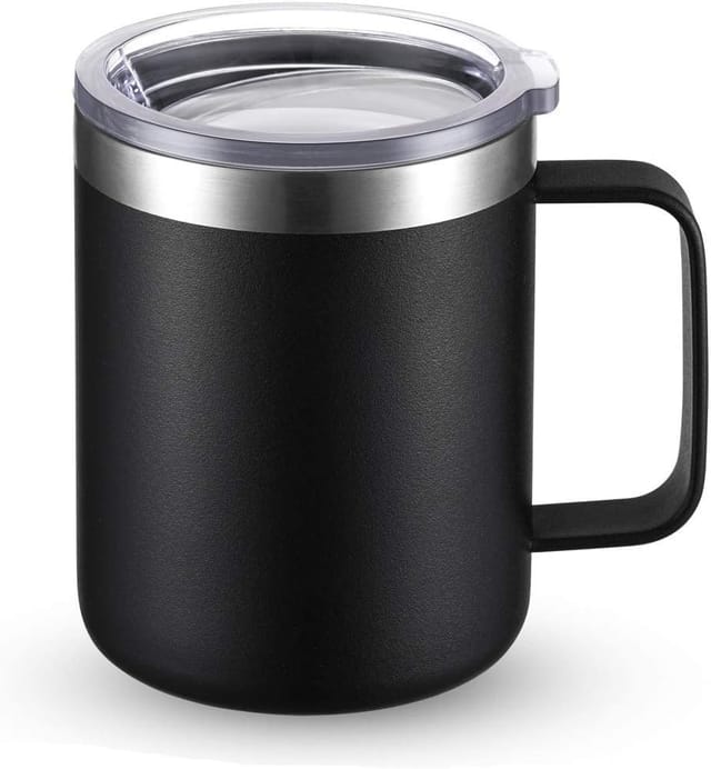 Tasse De Voyage En Acier Inoxydable Avec Couvercle Et Anse Isolation Double Paroi Pour Café Et Thé Réutilisable