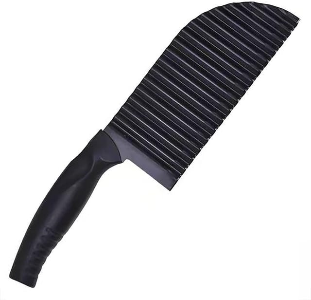 Couteau À Pommes De Terre Ondulé Pour Découpe De Fruits Et Légumes Coupe Frites Cannelé Lame Noire Pour Salades Et Légumes Croquants