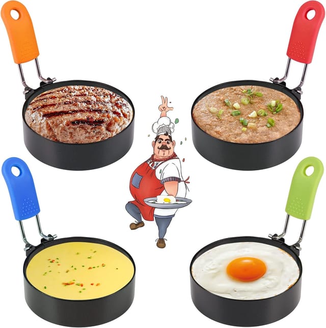 Anneau Pour Oeuf En Acier Inoxydable Anti Adhérent Avec Poignée Pliable Pour Omelette Accessoire De Cuisine Pour Cuisson Des Oeufs Au Plat