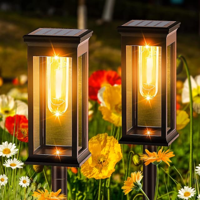 Lot De Quatre Lampes Solaires Pour Jardin Étanches Avec Allumage Automatique Pour Pelouse Et Allée Éclairage Décoratif Nocturne
