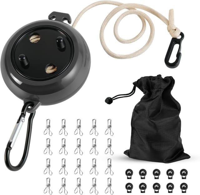 Corde À Linge Rétractable 10 Mètres Pour Camping Et Voyage, Accessoire Pour Extérieur, Jardin, Caravane Et Camping-car
