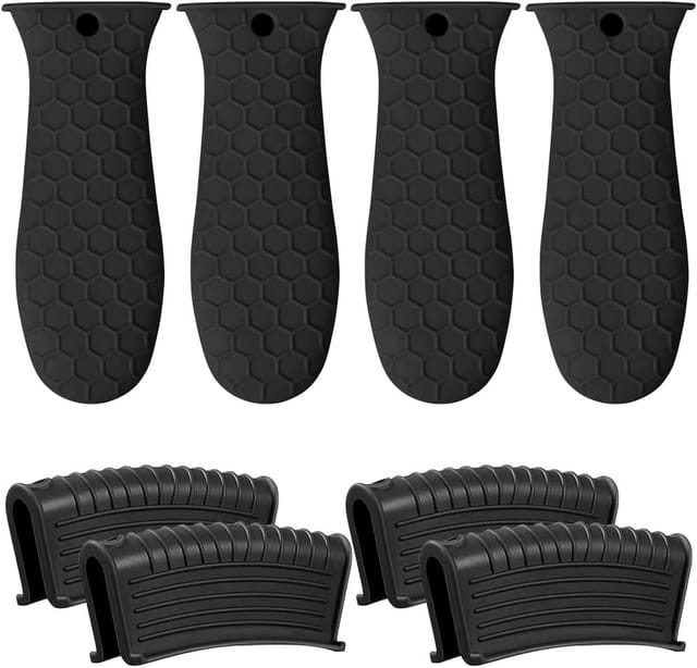 Lot De Huit Manchons En Silicone Pour Poignees De Casserole Protection Thermique Pour Poele Fonte Et Manche Metallique Usage Domestique