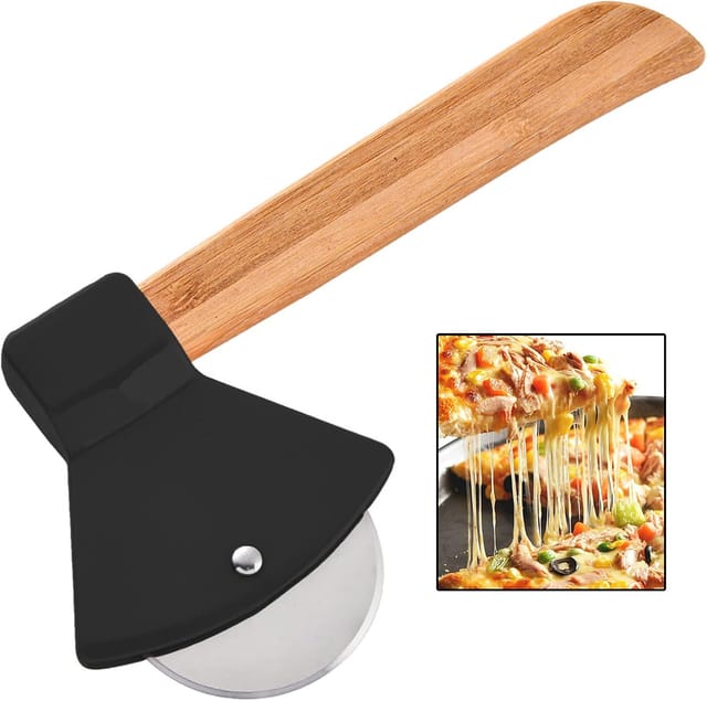 Coupe Pizza En Forme De Hache Avec Manche Bois Pour Gâteaux Et Crêpes Outil De Cuisine Créatif Pour Découper Les Pizzas Et Les Gaufres
