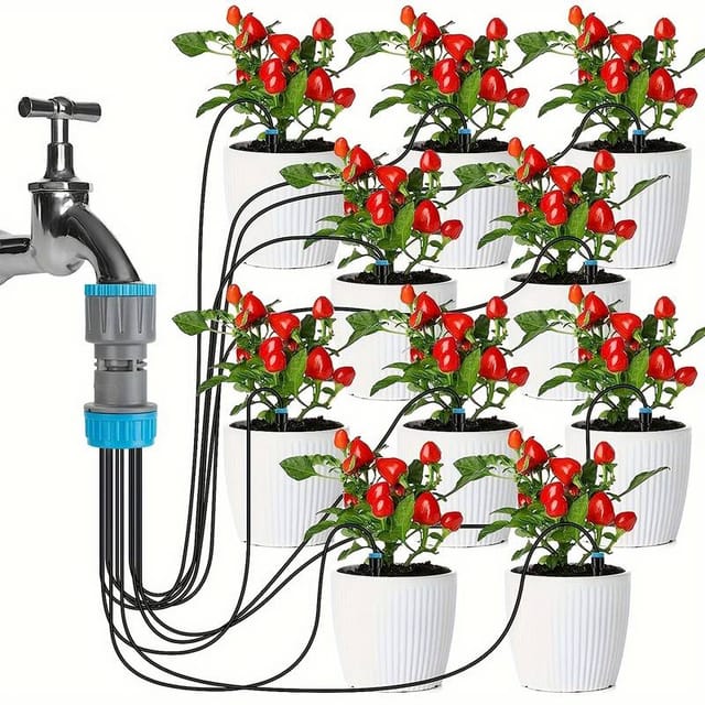 Kit D'Irrigation Goutte À Goutte, Système D'Arrosage Pour Plantes Et Jardin, Avec 10 Goutteurs, Idéal Pour Le Jardin Et La Pelouse.