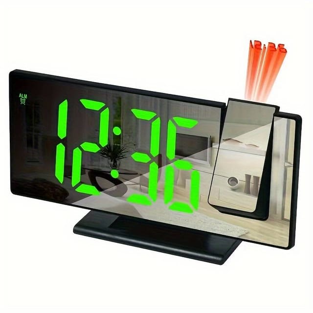 Réveil Miroir Led, Radio-réveil À Projection 3d Avec Miroir, Affichage De La Température Et Luminosité Automatique – Idéal Pour La Chambre Et La Table De Chevet.
