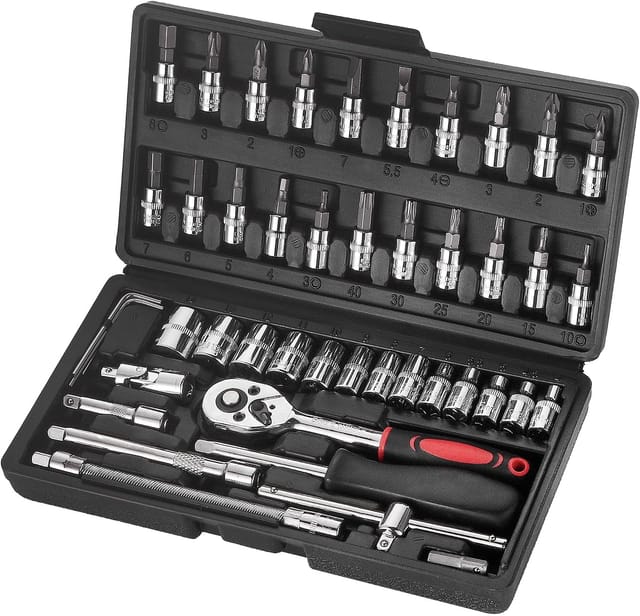 Coffret De Quarante Six Outils Pour Bricolage Et Réparation Boîte À Outils Noire Pour Maison