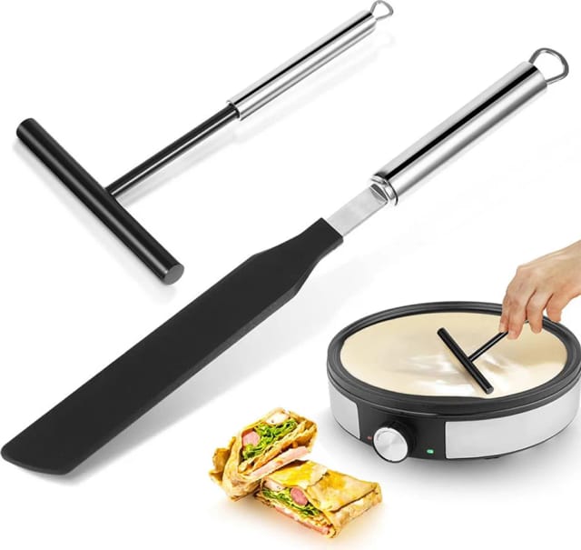 Lot De Deux Spatules Et Étaleurs À Crêpes En Acier Inoxydable Pour Pâte À Crêpes Accessoire De Cuisine Pour Pancakes