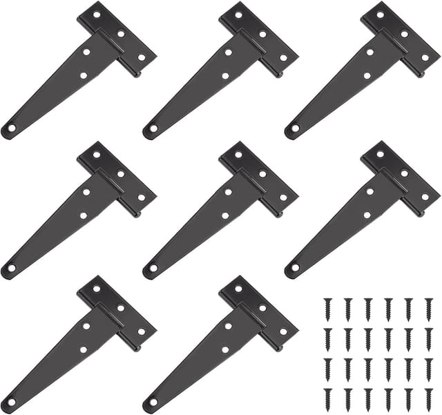 Lot De 8 Charnières En T Galvanisées Avec Vis, Support Horizontal Robuste Pour Armoires, Fenêtres, Portes Et Grilles En Bois