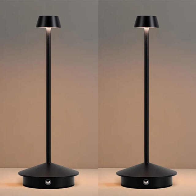 Lot De Lampes De Table Led Rechargeables Quatre Mille Milliampères Heures Noires Pour Restaurant Bar Et Chambre À Coucher