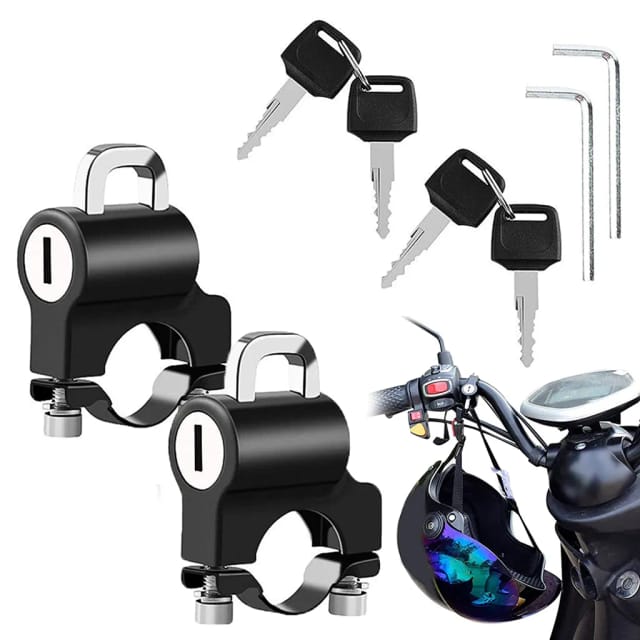 Lot De Deux Antivols Pour Casque De Moto Et Vélo Universel Avec Clés Pour Guidon Vingt À Vingt Six Millimètres
