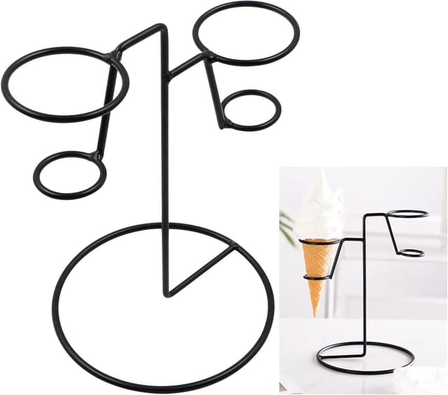 Support Pour Cornets De Glace Deux Trous Avec Base Métallique Pour Sushi Et Pop Corn Accessoire Pour Anniversaire Et Mariage