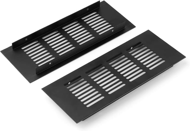 Grille De Ventilation En Alliage D’aluminium Noir 20x8 Cm, Cache Pour Armoires, Placards Et Meubles, Aération Discrète