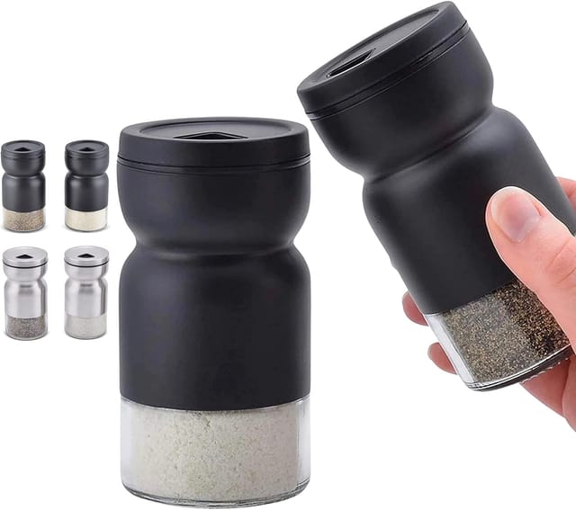 Set De Deux Bocaux À Épices En Acier Inoxydable Avec Trous Réglables Pour Sel Et Poivre Style Ferme