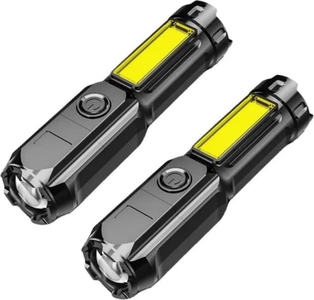Lot De Deux Lampes Torches Led Super Brillantes Zoom Rechargeables Pour Camping Maison Et Urgence Extérieur