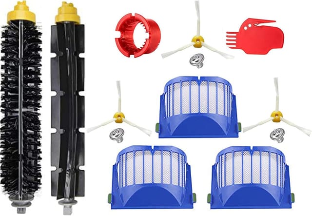 Kit De Pièces De Rechange Pour Aspirateurs Irobot Roomba Séries 600, 610, 620 Et 650 : Comprend 3 Filtres, Une Brosse Latérale Et 1 Brosse À Poils.