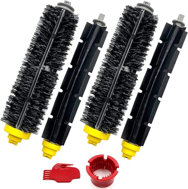 Kit 4 Brosses Pour Roomba - Compatible Séries 500, 600 (modèles 564 À 695). Inclut 2 Brosses Latérales À Poils Et 2 Brosses Rotatives. Entretien Complet De Votre Aspirateur