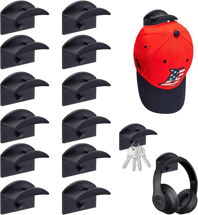 Lot De 12 Crochets Adhésifs Pour Chapeaux Sans Perçage, Organiseur Mural Pour Casquettes, Porte-bonnet Pour Placard Et Chambre