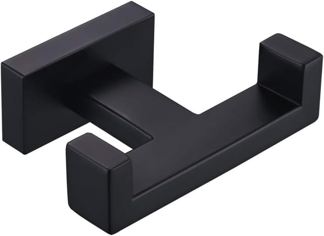 Porte Serviettes Double En Acier Inoxydable Noir Mat Pour Salle De Bain Support Pour Peignoirs Et Serviettes Mural
