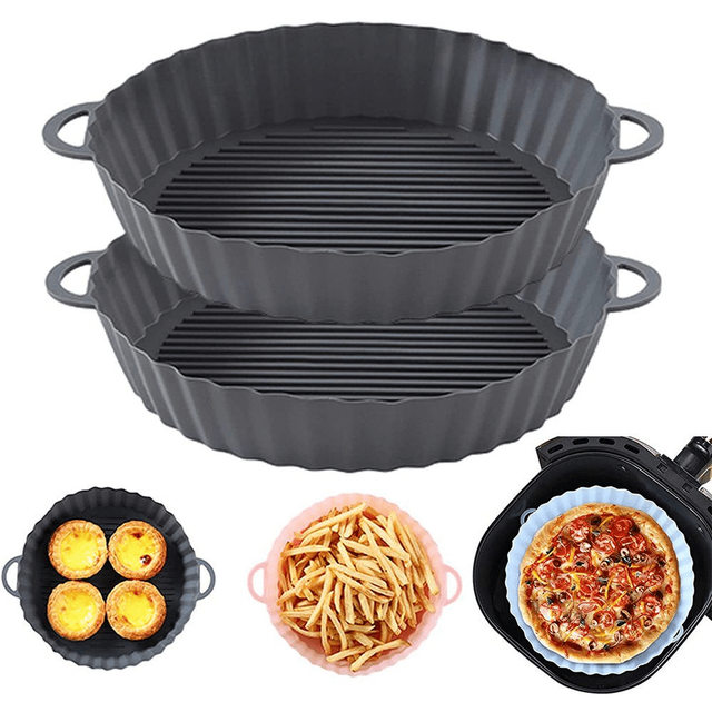 Moule En Silicone Pour Friteuse À Air Chaud, Lot De 2 Pièces - Plaque De Cuisson Réutilisable En Silicone Pour Friteuse À Air Chaud (2 Pièces) - Idéal Pour Un Usage Quotidien, Design Ergonomique...