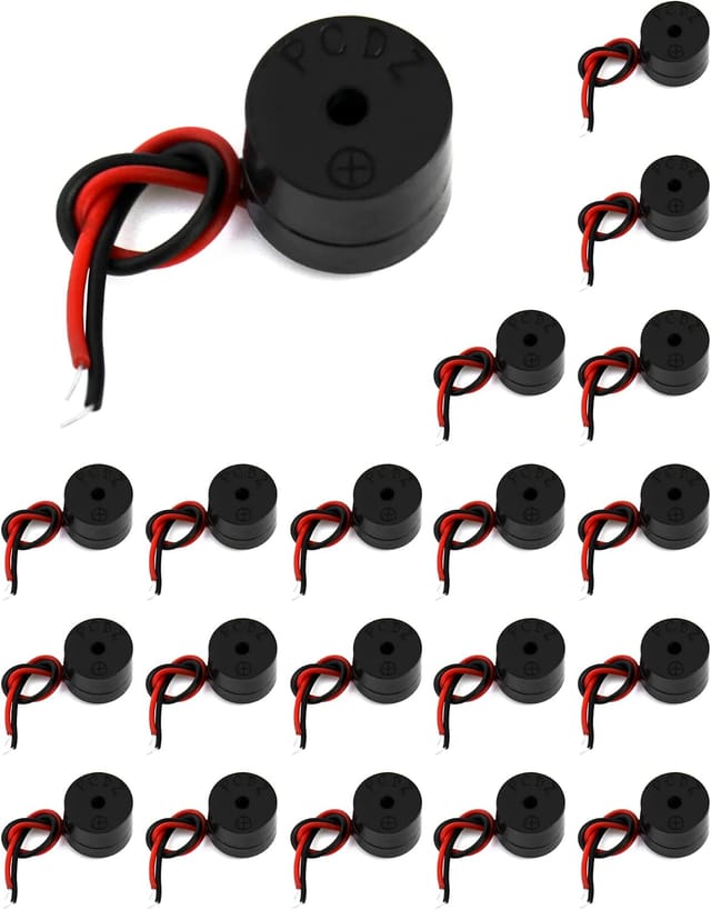 Lot De Vingt Buzzers Électriques Actifs Trois A Douze Volts Quatre Vingt Cinq Decibels Avertisseur Sonore Piezo Longueur De Câble Cinquante Millimetres