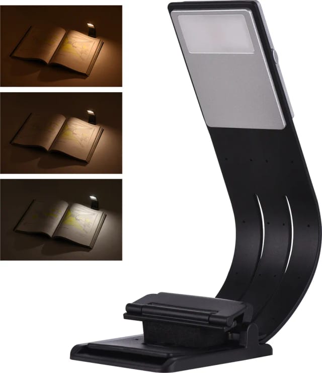 Lampe De Lecture Rechargeable Avec Clip Trois Températures De Couleur Intensité Variable Pour Lire Au Lit Sans Déranger