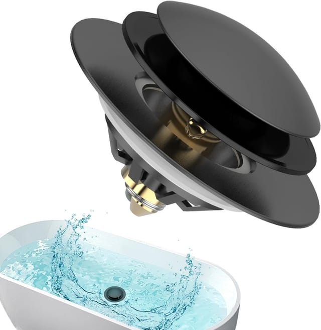 Bouchon De Baignoire Avec Récupérateur De Cheveux, Bouchon De Vidange Escamotable, Couvercle De Vidange Anti-obstruction, Remplace Les Bondes À Levier, À Bascule Et À Impulsion.