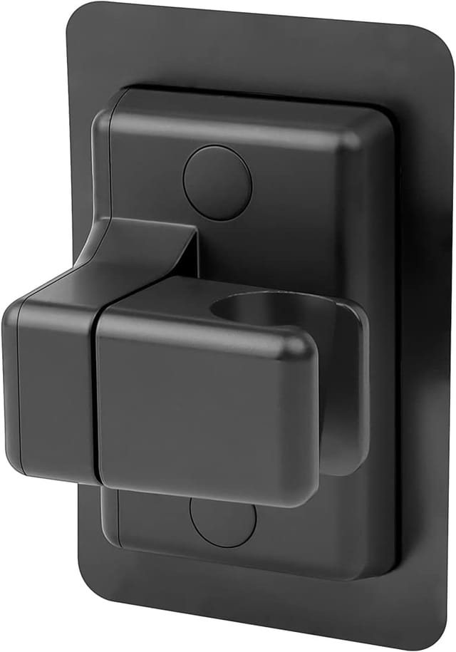 Support De Pommeau De Douche Mural Réglable Trois Cent Soixante Degrés Douze Centimètres Huit Centimètres Abs Noir Sans Perçage