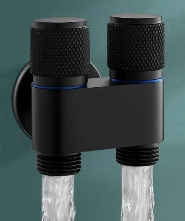 Valve De Chasse D'Eau, Vanne D'Angle À Une Entrée Et Deux Sorties, Robinet À Double Ouverture, Volant Antidérapant, Accessoires De Toilette