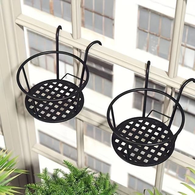 Support En Fer Pour Pots De Fleurs De Balcon, Support Pour Pots De Fleurs À Suspendre, Support Pour Pots De Fleurs Suspendu