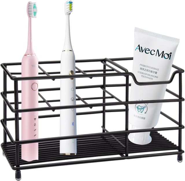 Support Mural Sans Perçage Pour Brosses À Dents Avec 7 Compartiments, En Acier Inoxydable Pour Salle De Bain, Modèle Électrique