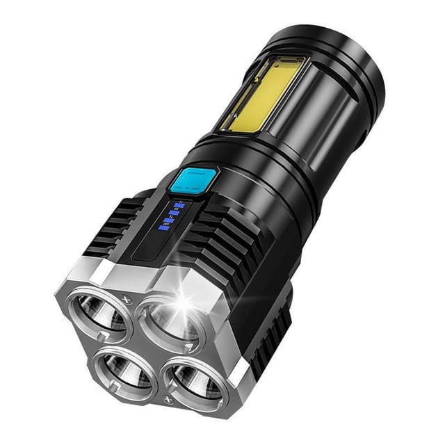 Lampe Torche Rechargeable L-s03 Puissante Avec Quatre Faisceaux Haute Intensité, Éclairage Latéral Cob Et Fonction Projecteur Longue Portée