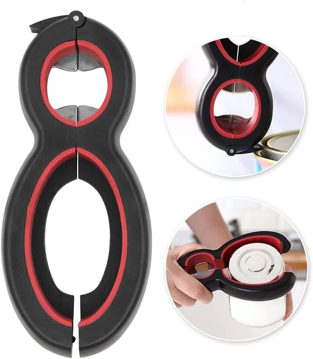 Ouvre Bouteille Six En Un Multifonction En Acier Inoxydable Outil De Cuisine Pour Décapsuler Les Bouteilles Et Les Bocaux