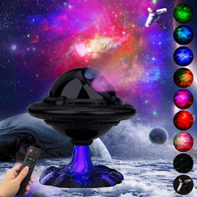 Projecteur D'Étoiles De Plafond, Veilleuse Vaisseau Spatial Avec Télécommande, 9 Modes Nébuleuses, Minuterie À Deux Vitesses, Lumière Décorative Pour Chambre