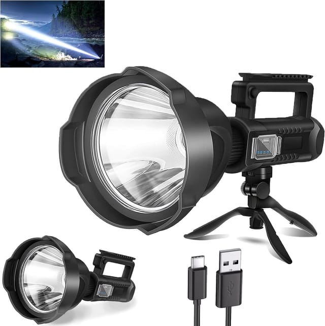 Projecteur Rechargeable, Projecteur Led De 3 000 000 Lumens Pour Extérieur, Lampe Torche Portable Ultra-lumineuse Et Puissante À Longue Portée