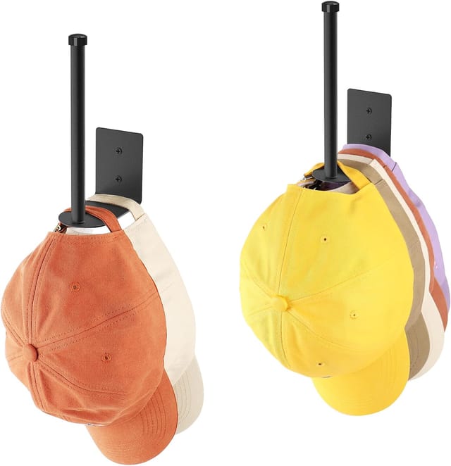 Lot De Deux Portes Casquettes En Acier Inoxydable Pour Casquettes De Baseball Organiseur Mural Adhésif