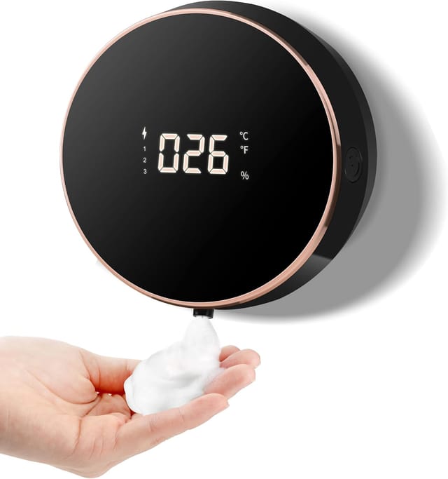 Distributeur De Savon Automatique Mural Sans Perçage 300 Ml, Rechargeable Noir Avec Capteur Pour Salle De Bain Et Bureau