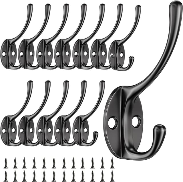 Lot De 12 Crochets Muraux Vintage En Métal Avec Vis, Crochets Col De Cygne Pour Chambre, Cuisine Et Salle De Bain