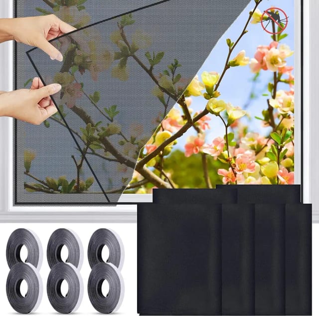 Lot De Six Moustiquaires Pour Fenêtres Cent Trente Sur Cent Cinquante Centimètres Filets Anti Insectes Avec Velcro Protection