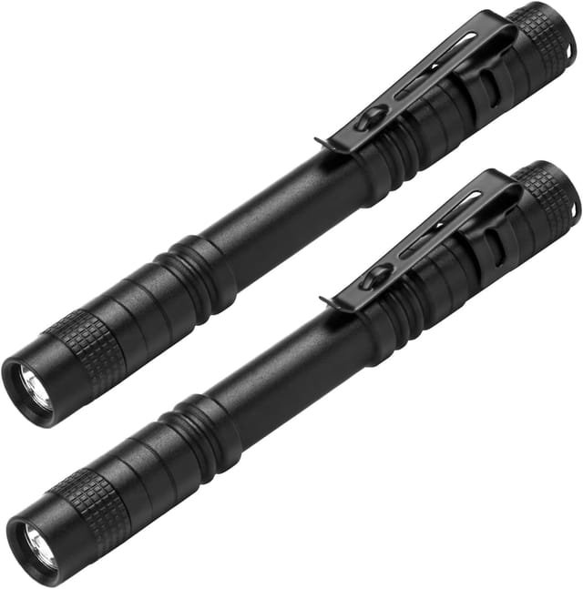 Lot De Deux Lampes Torches Led Mini Deux Cents Lumens Étanches Stylo Lampe Pour Camping Randonnée Et Usage Domestique Pratique