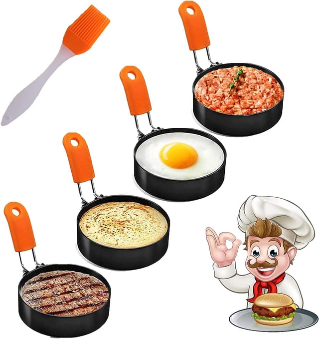 Plaque À Oeufs En Acier Inoxydable Avec Anneau Anti Adhérent Pour Omelette Cuisson Parfaite Pour Petit Déjeuner Outil De Cuisine Pratique