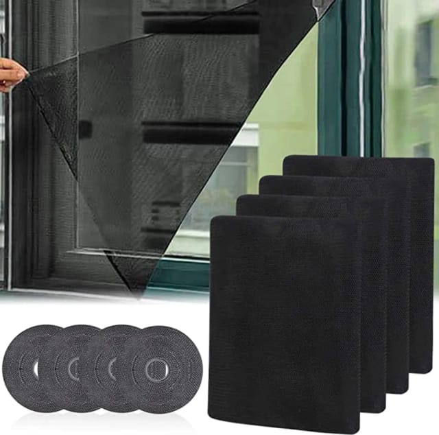 Ensemble De Quatre Filets Anti Moustiques Pour Fenêtres Cent Trente Sur Cent Cinquante Centimètres Avec Velcro Pour Pose